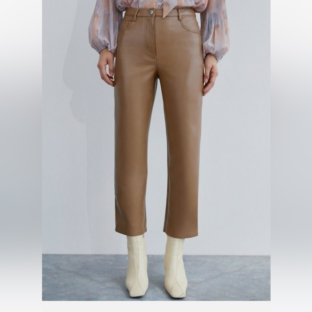 • Wilfred by ARITZIA • Melina Cropped Vegan Leather Pant constant camel / Brown